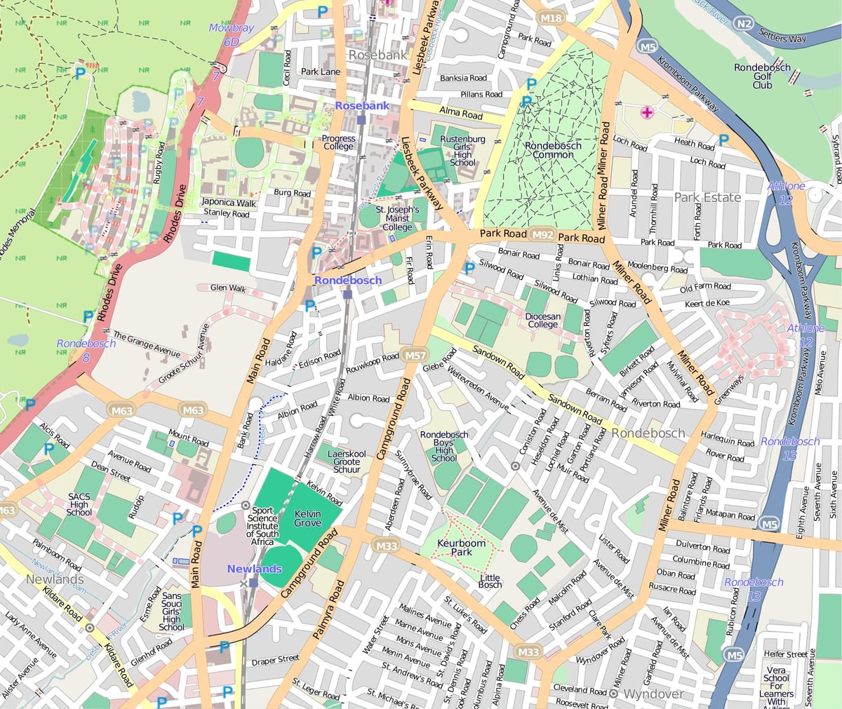карта рондебош, Кейптаўн
