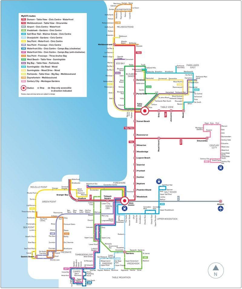 станцыя myciti карта аўтобусных маршрутаў