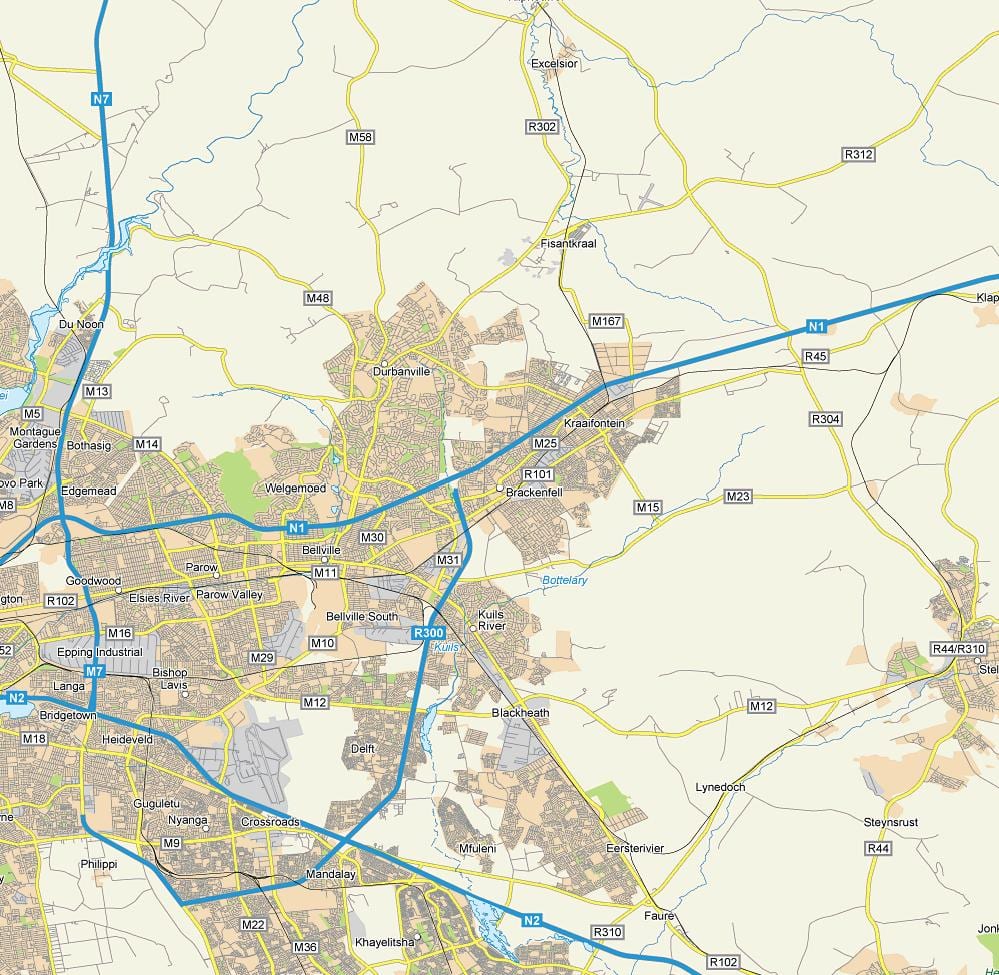 карта brackenfell, так Кейптаўне