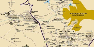 Карта вайнлендс Кейптаўн
